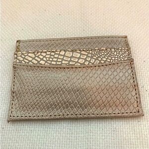 100% Leather Slim Credit Card Holder - Gold